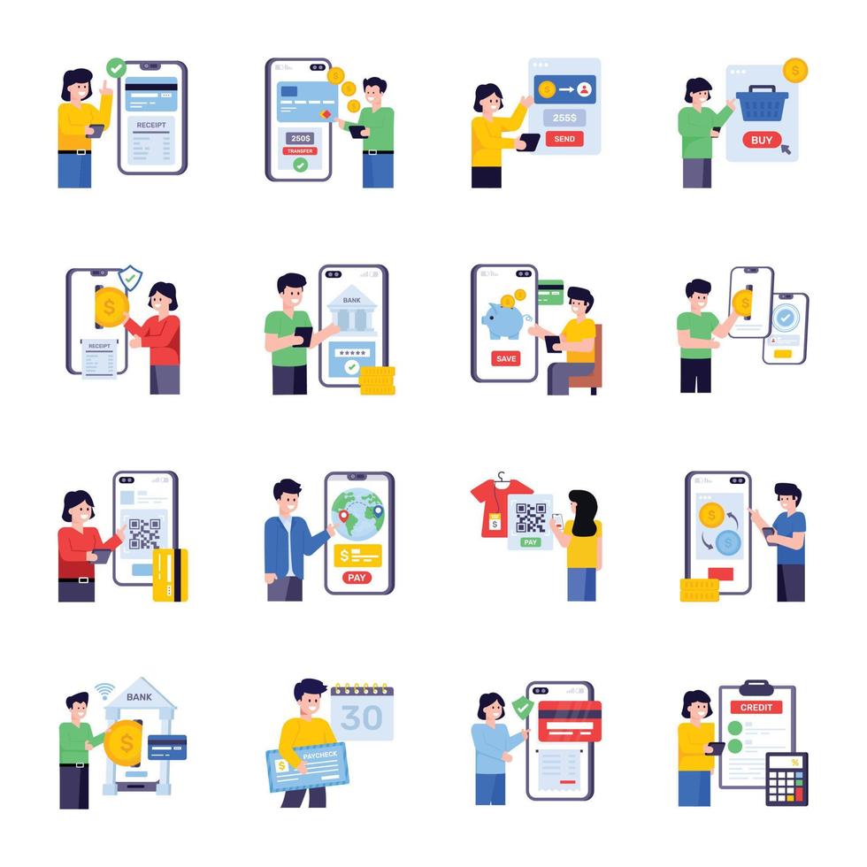 Flat Illustrations of Digital Payments vector
