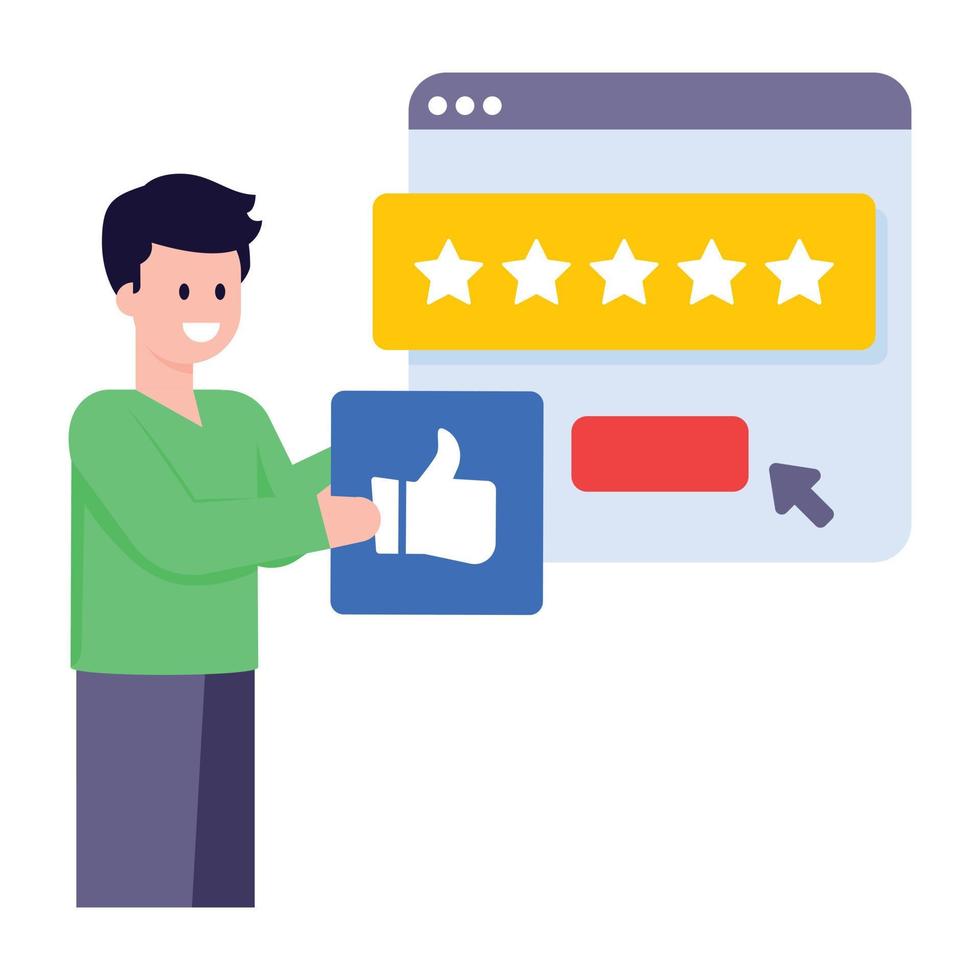 A trendy flat illustration of customer reviews vector