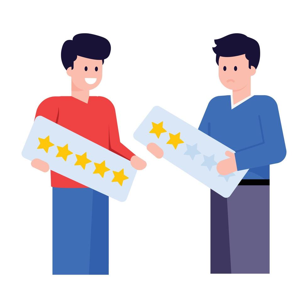 A trendy flat illustration of customer reviews vector