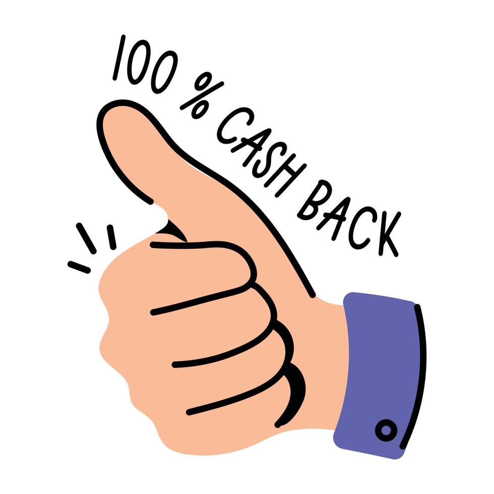 Trendy flat sticker icon of thumbs up vector