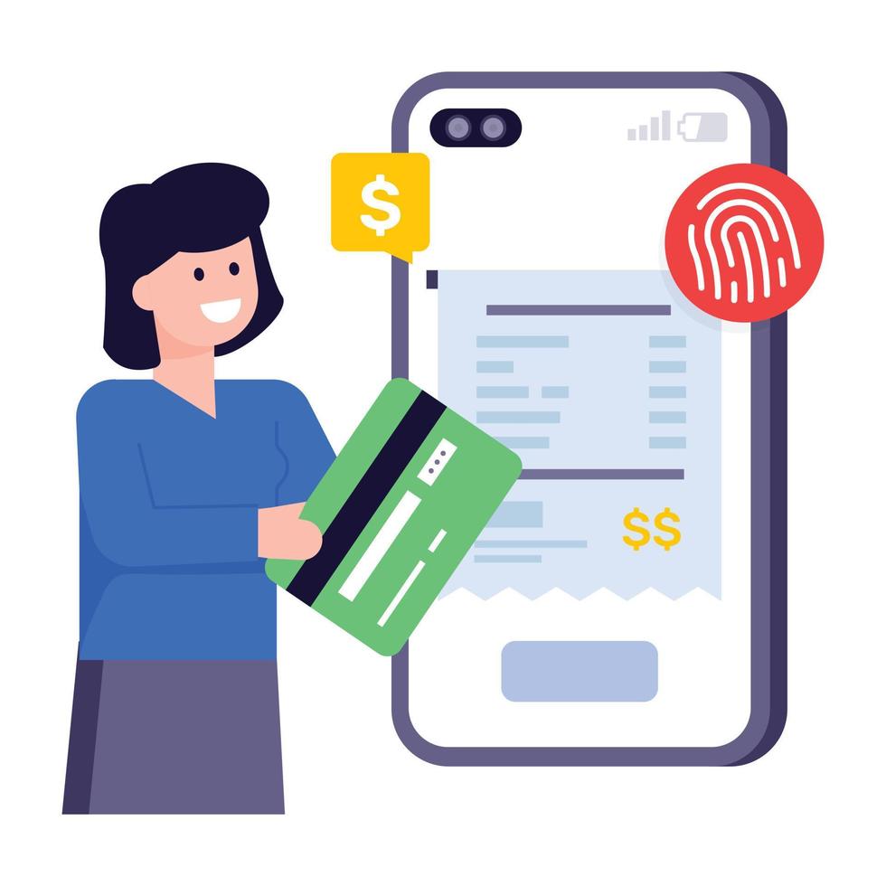 A flat modern illustration of mobile payment vector