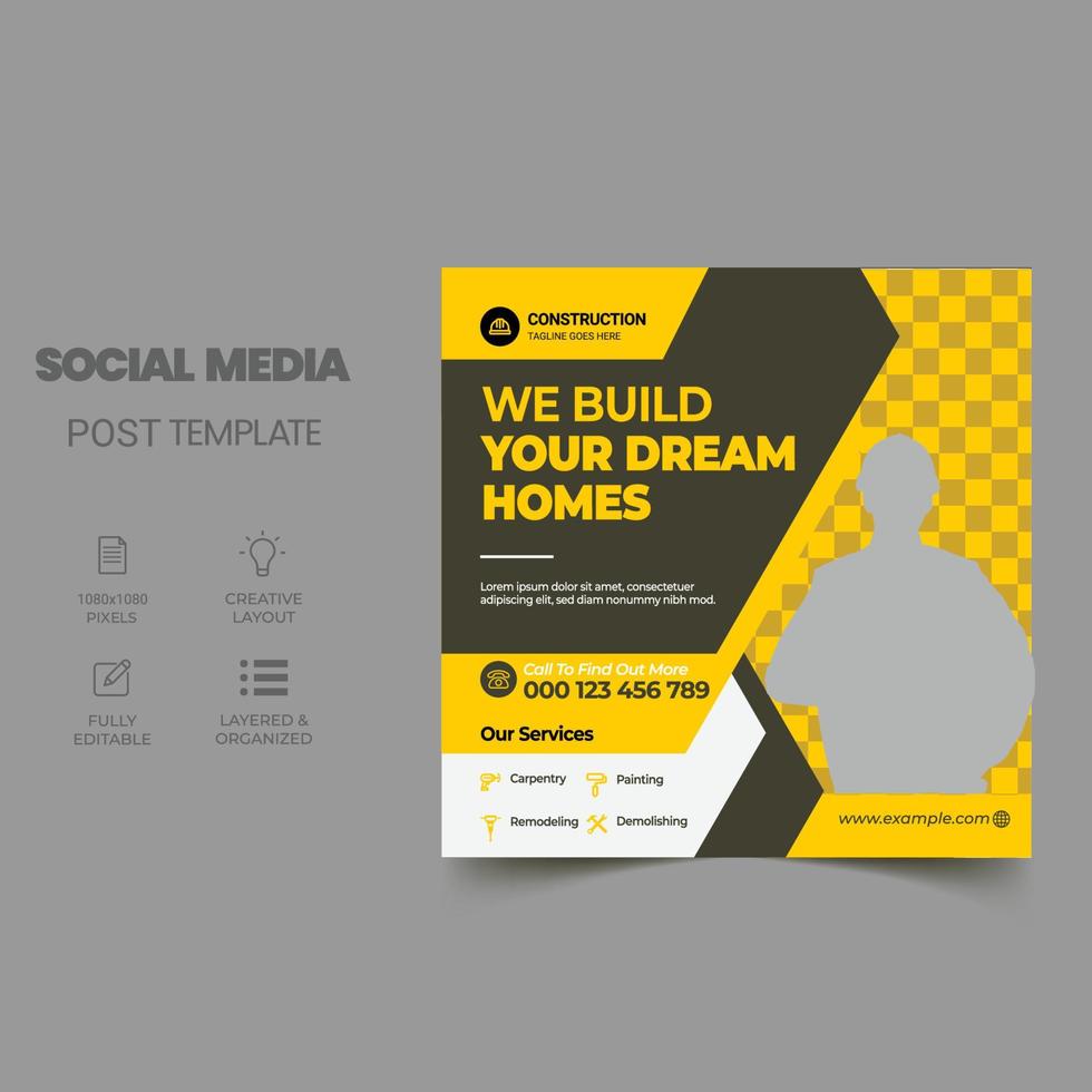 Set of Real Estate Social Media Post, home for sale Social Media Post, home repair Poster Vector Template