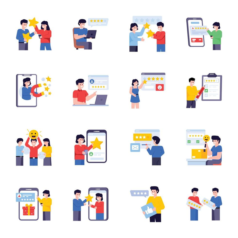 Collection of Customer Feedback Flat Illustrations vector