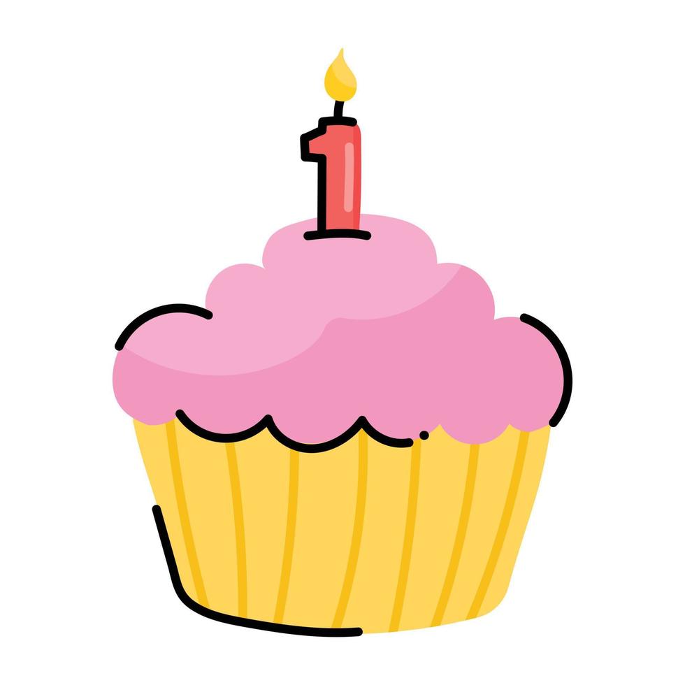 la etiqueta engomada del garabato de la torta de cumpleaños está disponible para uso premium vector