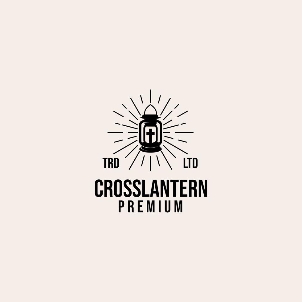 premium cross lantern vector logo design