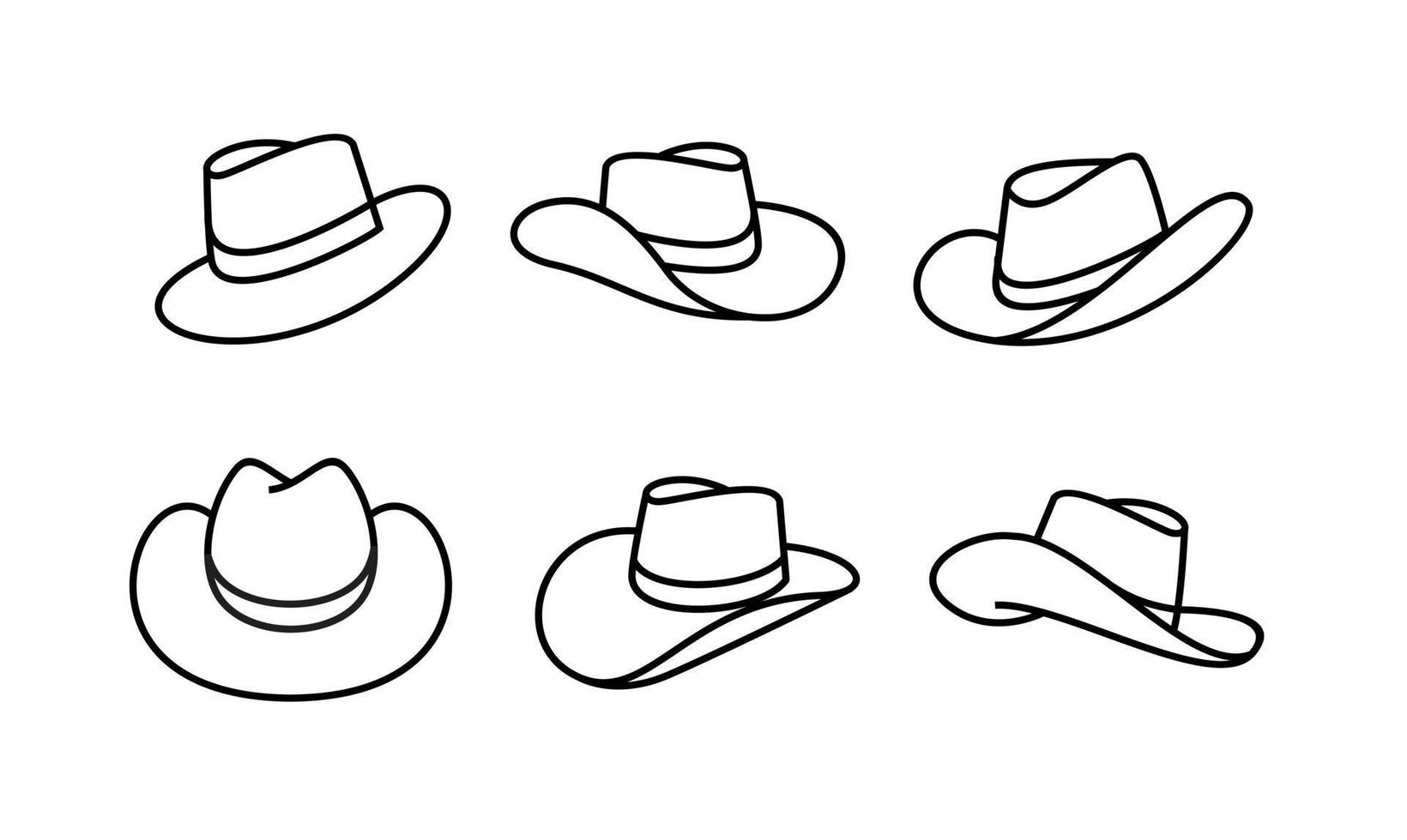 establecer línea de diseño de icono de sombrero de vaquero vector