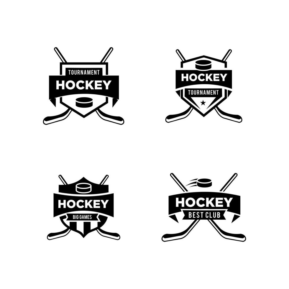 conjunto colección hockey hielo equipo logo icono diseño vector