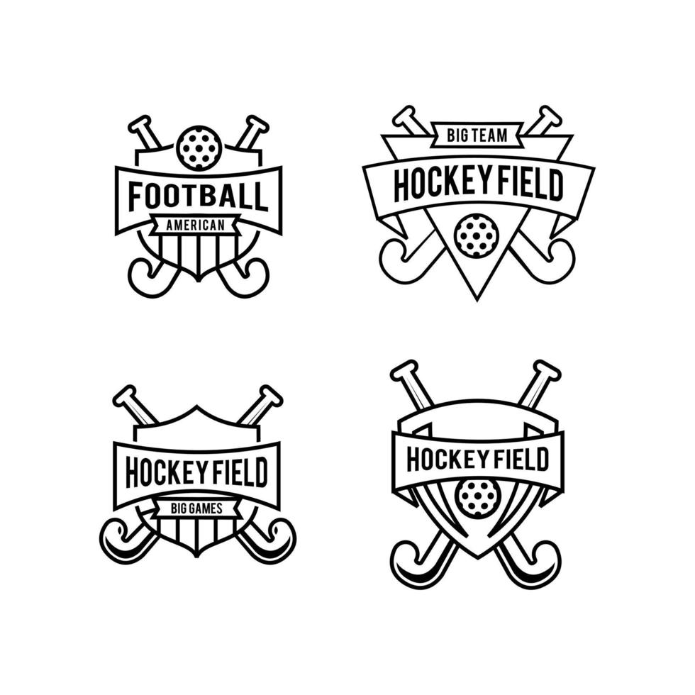 establecer la insignia del logotipo del deporte de hockey sobre hielo americano vector