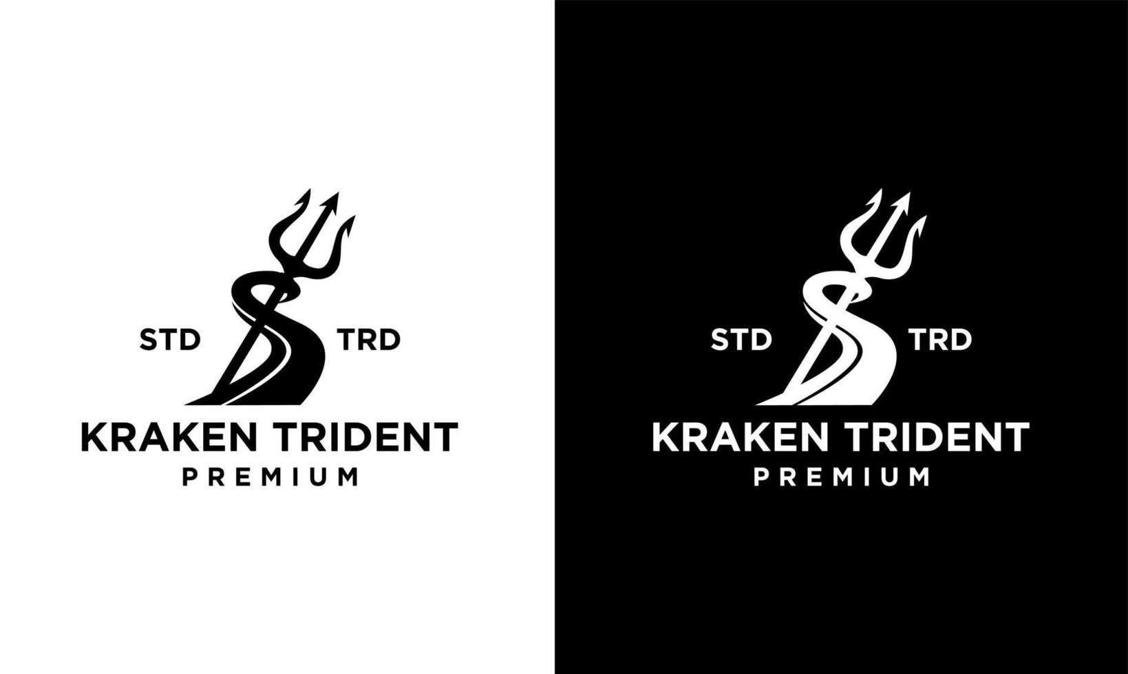 Trident kraken vintage logo design vector