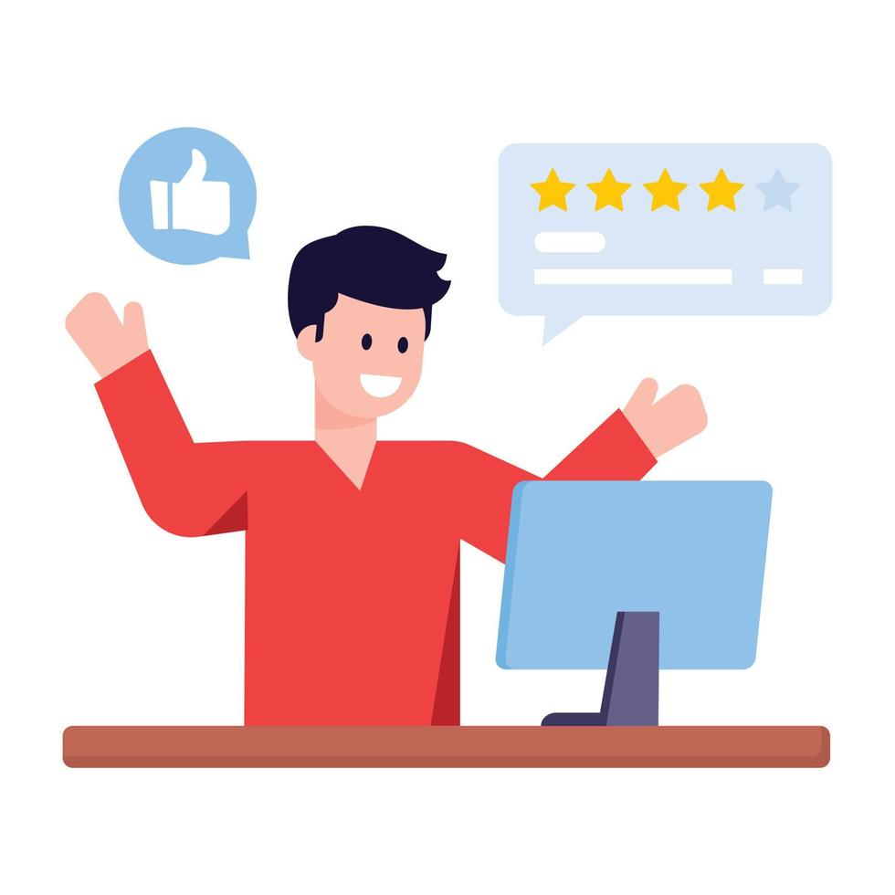 A trendy flat illustration of customer reviews vector