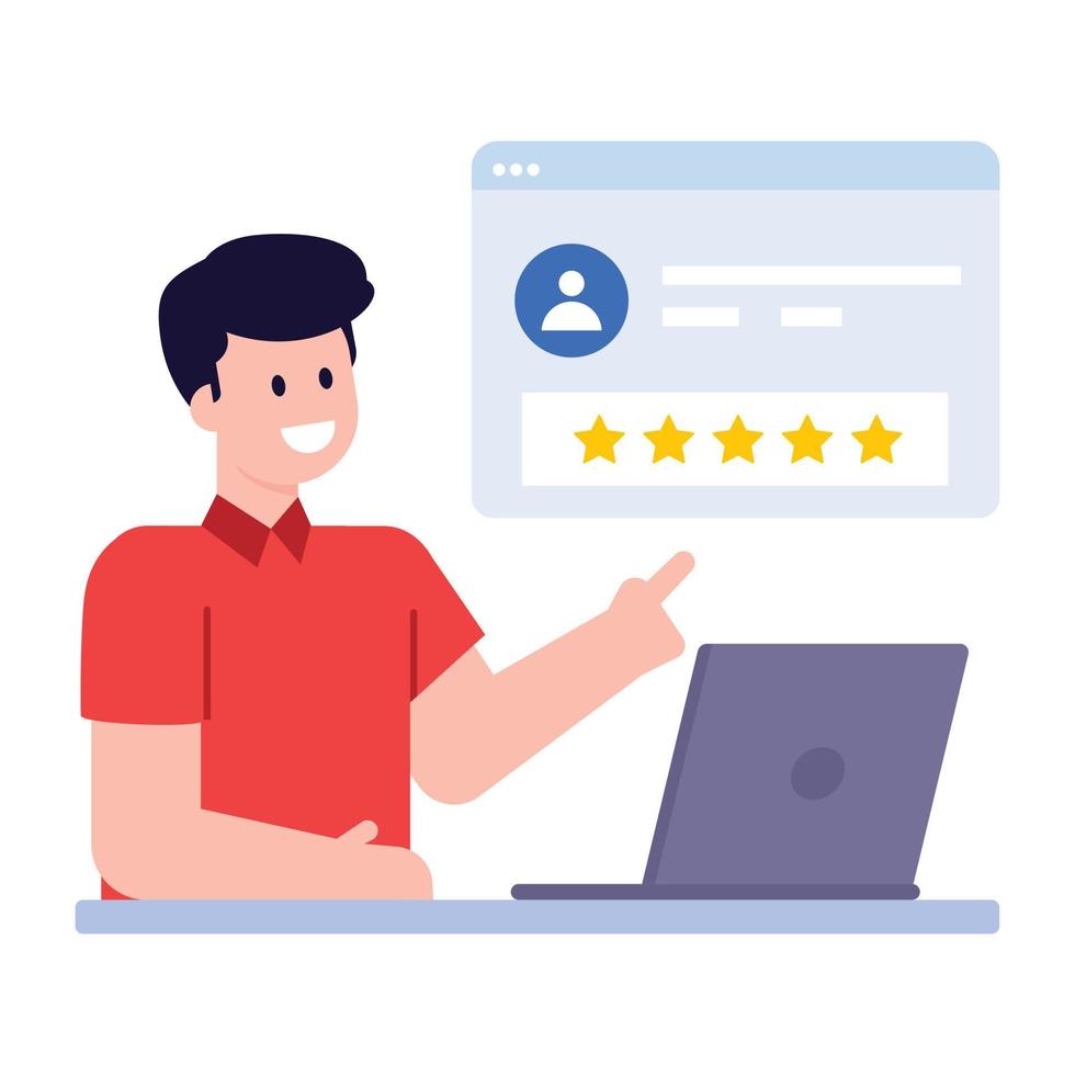 A trendy flat illustration of customer reviews vector