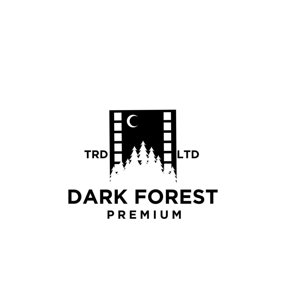 Premium pine forest film vector black logo icon design