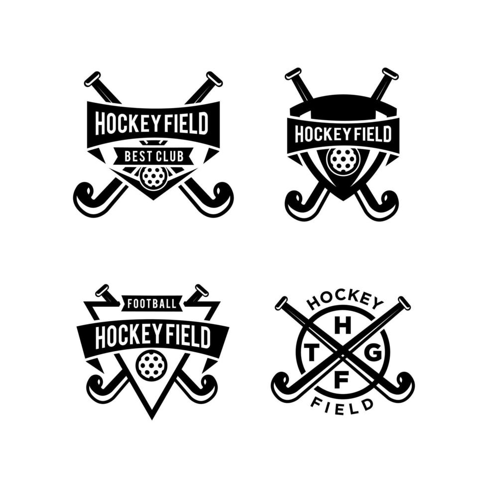 establecer la insignia del logotipo del deporte de hockey sobre hielo americano vector