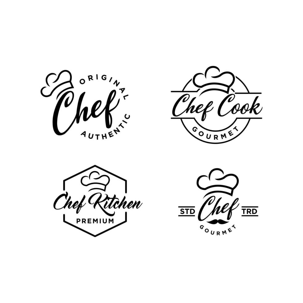 set collection kitchen chef logo badge vector