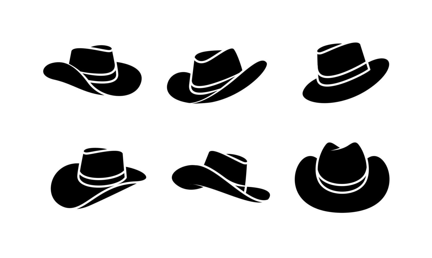 Establecer silueta sombrero de vaquero logo icono diseño vector