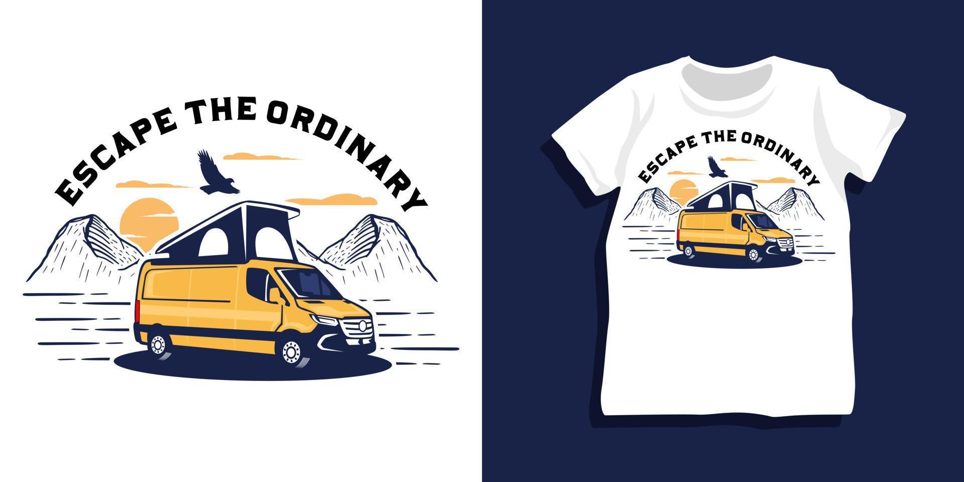diseño de camiseta de aventura de autocaravana vector