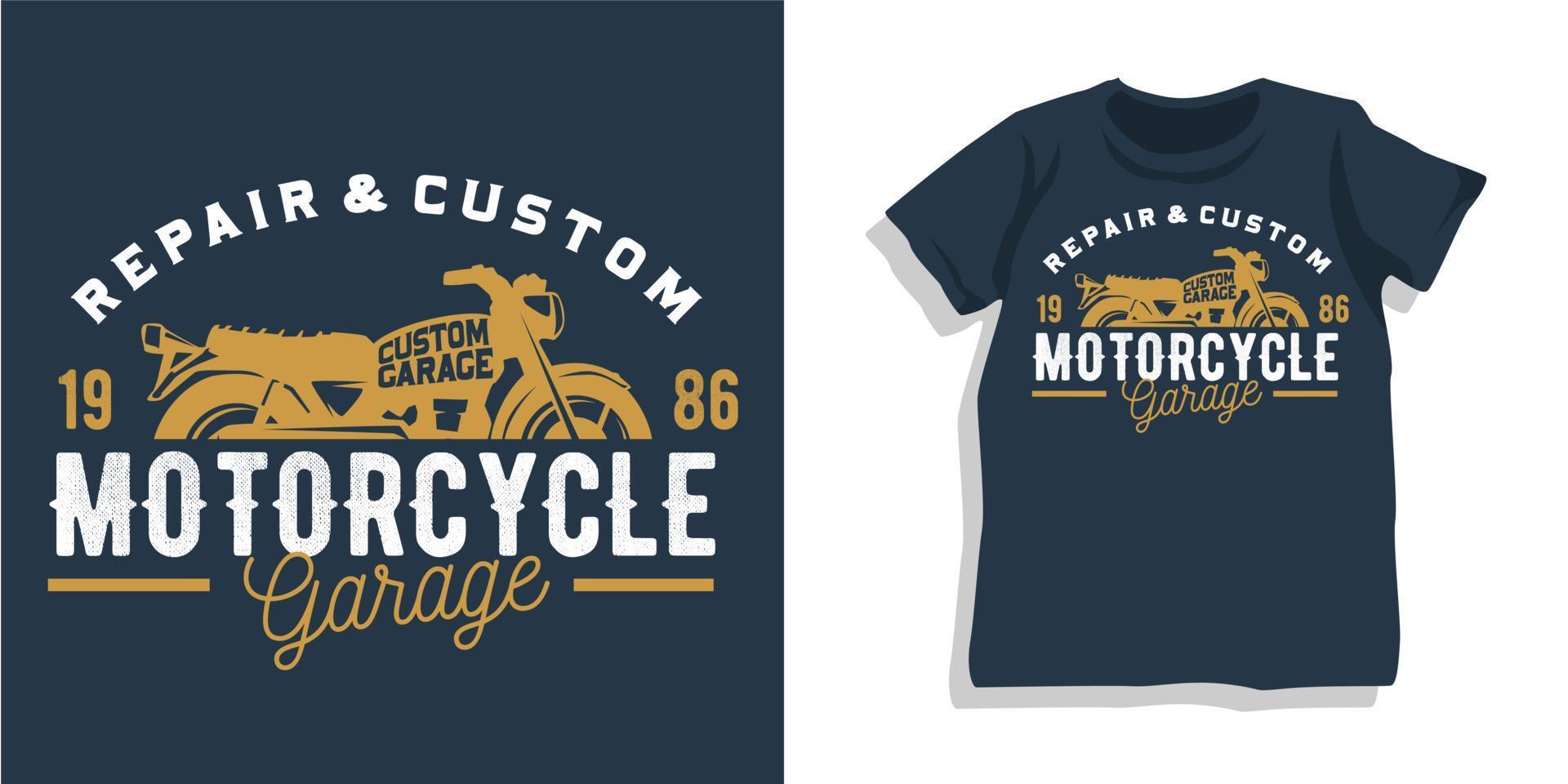 diseño de camiseta de garaje de motocicletas vector