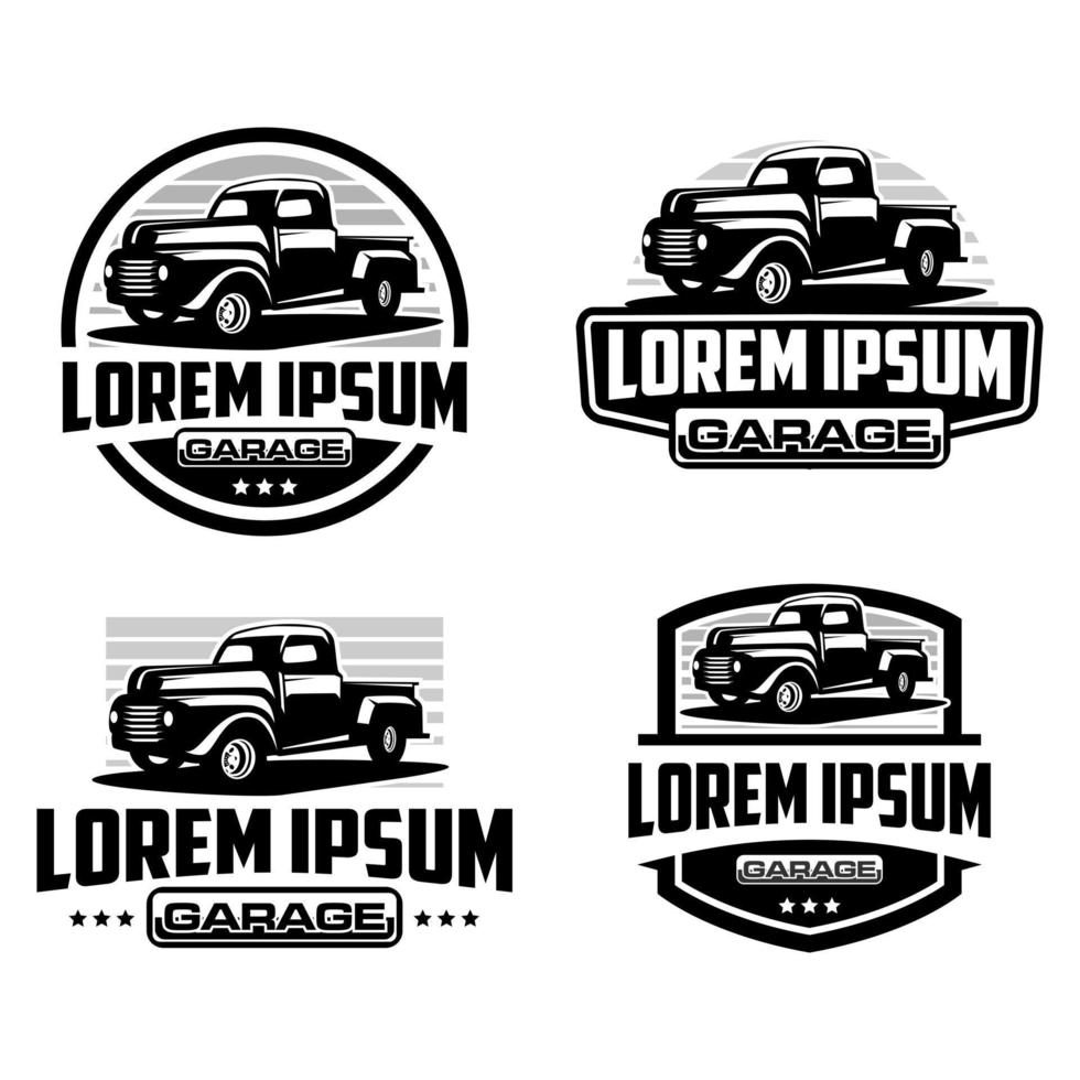 Pick up truck, truck badge logo template vector