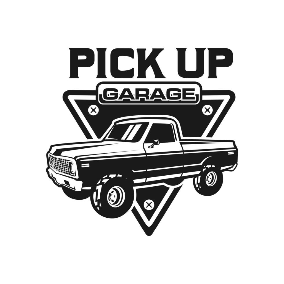 Pick up truck, truck badge logo template vector
