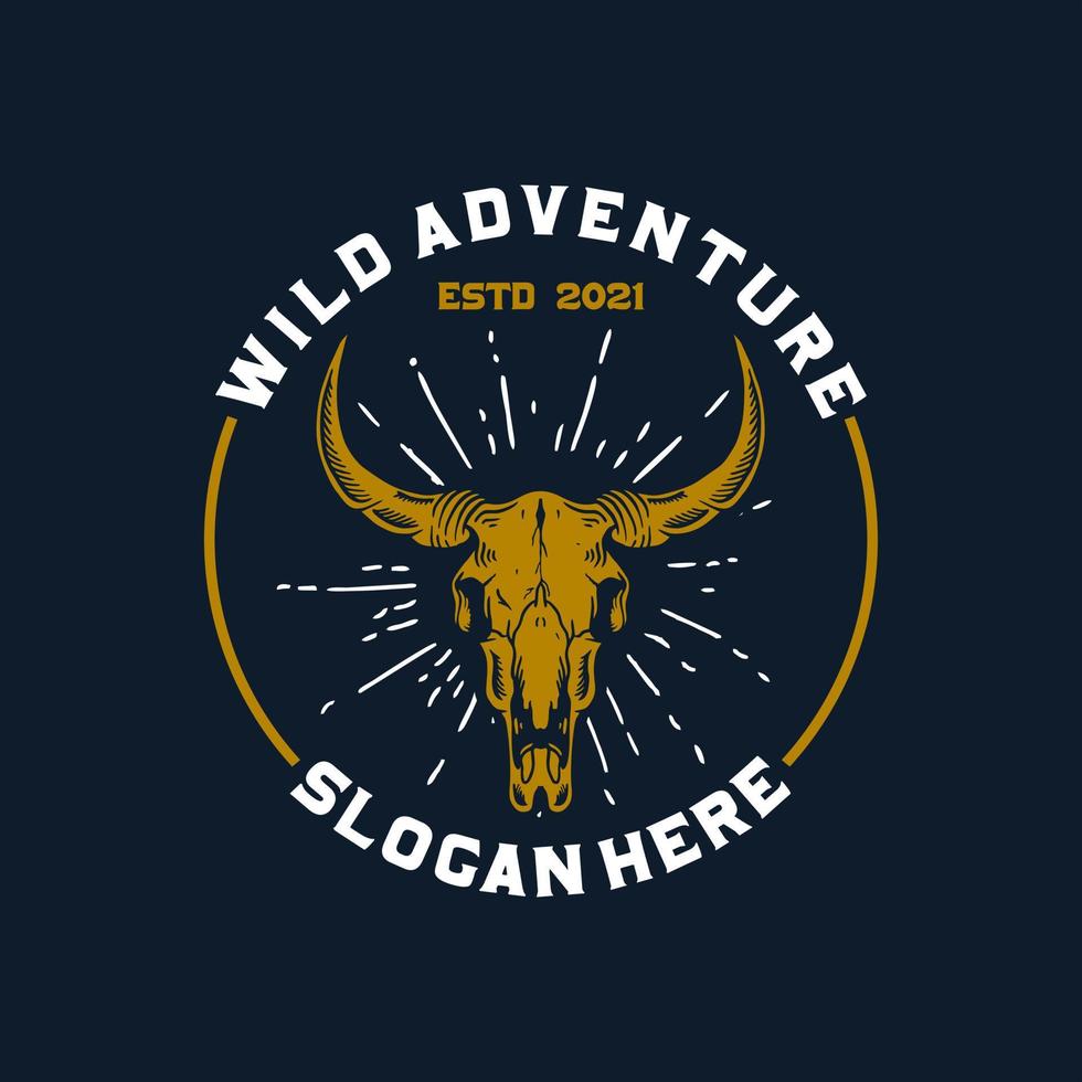 Wilderness buffalo skull logo vector