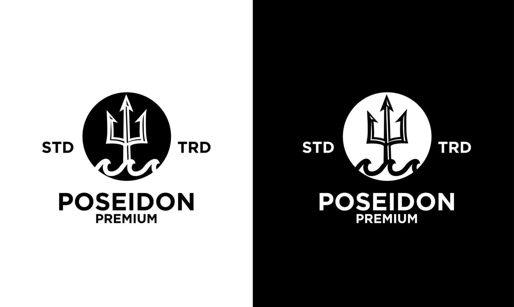 Trident sea vintage logo design vector