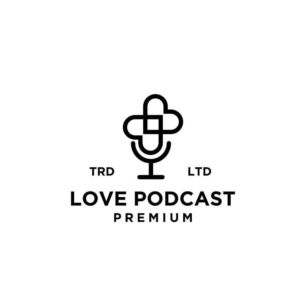 premium Heart Love Podcast healthcare logo design vector