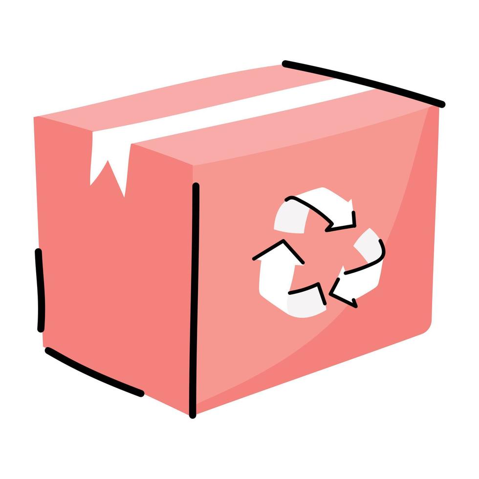 An editable sticker of recycle box vector