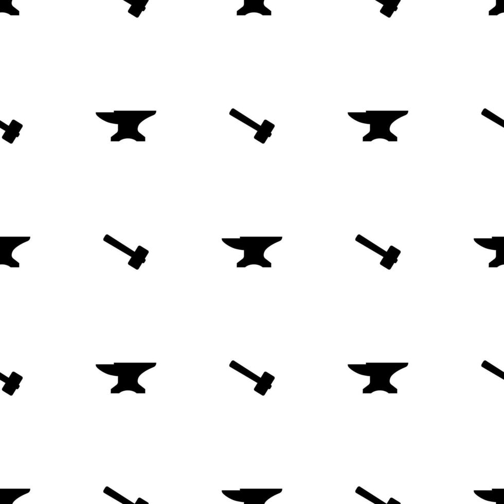 Seamless pattern with silhouette icons of hammer and anvil. Blacksmith, repair. Vector illustration for design, web, wrapping paper, fabric, wallpaper.