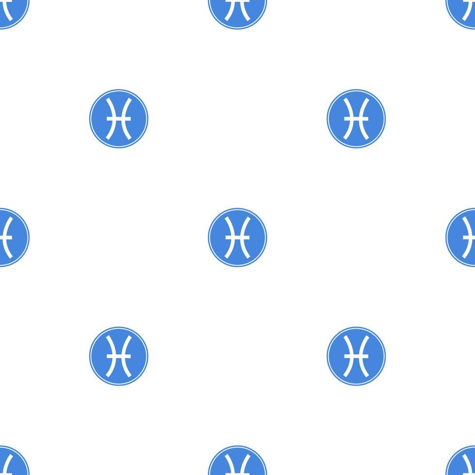 Seamless pattern with pisces zodiac sign. Astrological, horoscope sign. Zodiac symbol. Water element. Sticker. Vector illustration for design, web, wrapping paper, fabric, wallpaper.