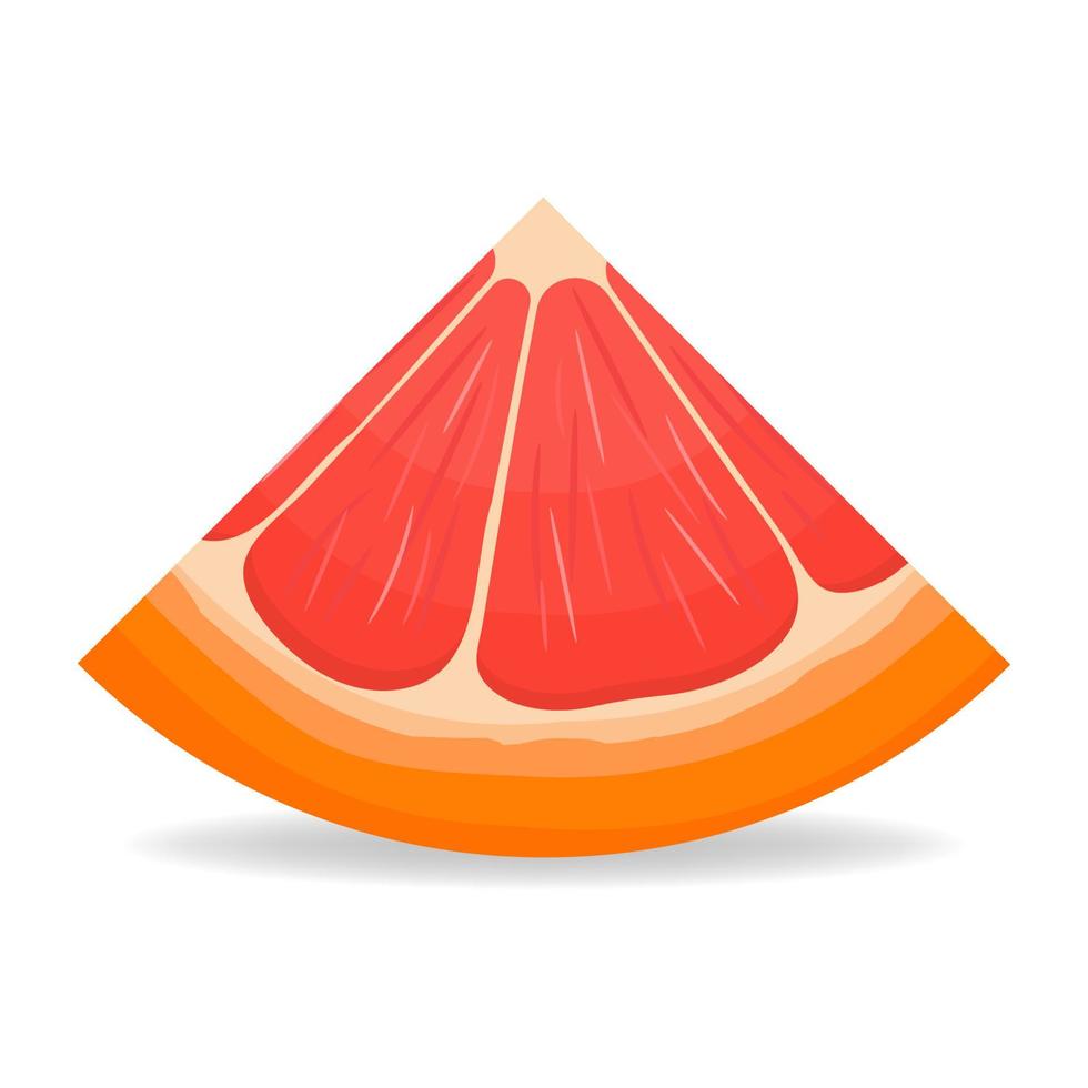 Toronja cortada exótica brillante fresca aislada sobre fondo blanco. frutas de verano para un estilo de vida saludable. fruta organica estilo de dibujos animados ilustración vectorial para cualquier diseño. vector