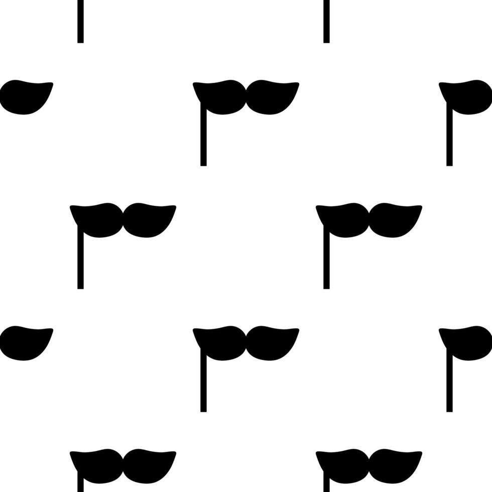 Seamless pattern with black silhouette of mustache on white background. Simple icon. Holiday decorative element. Vector illustration for design, web, wrapping paper, fabric