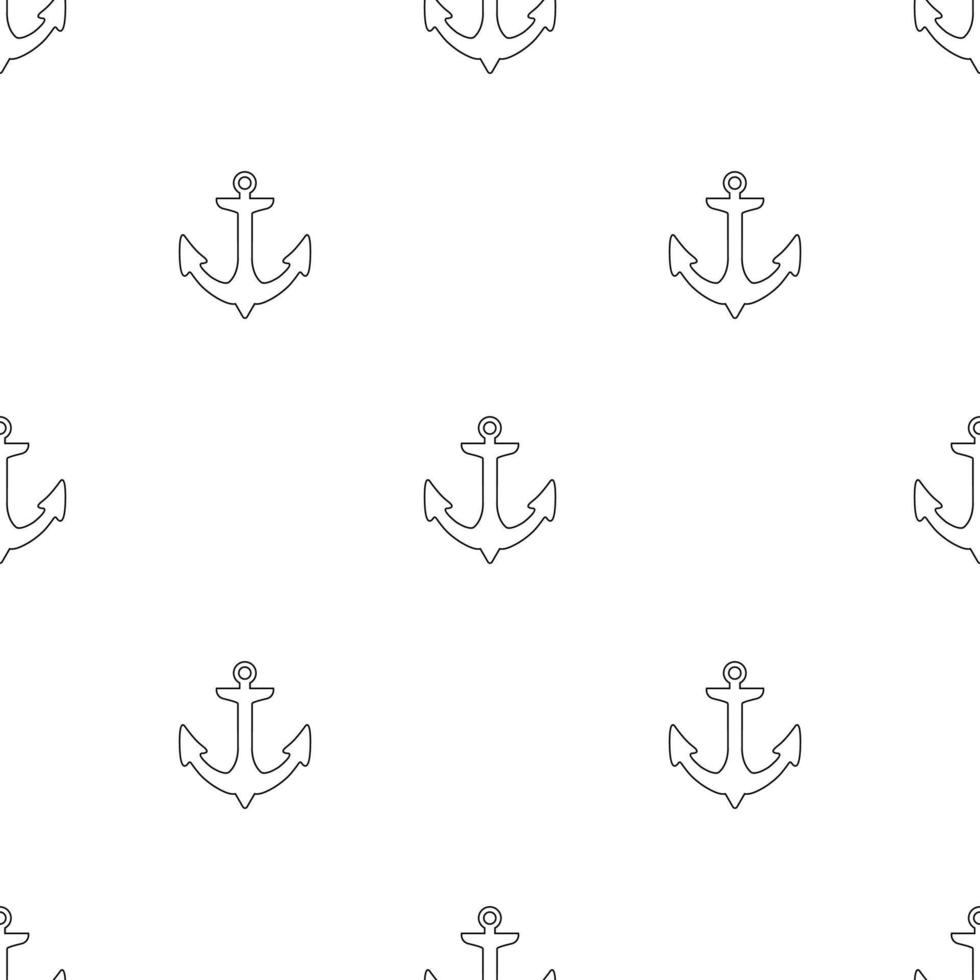 Seamless pattern with outline anchors on a white background. Vector illustration for design, web, wrapping paper, fabric, wallpaper.
