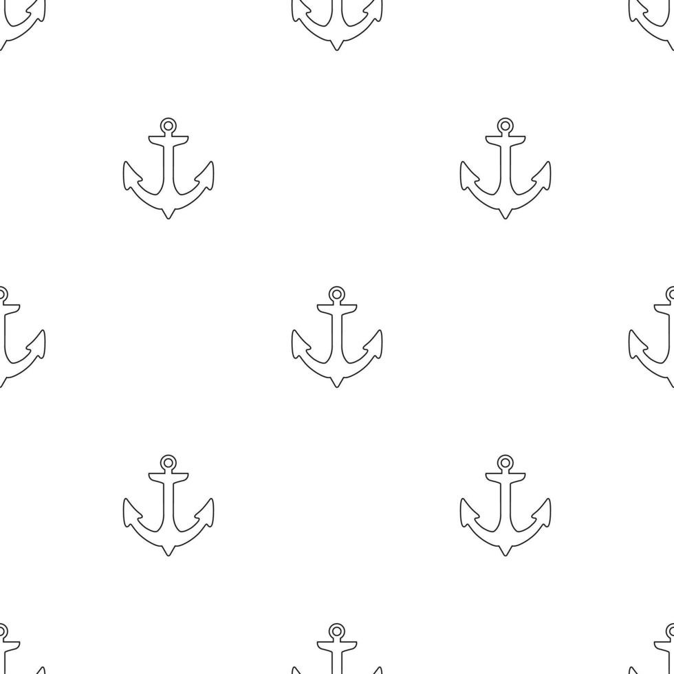 Seamless pattern with outline anchors on a white background. Vector illustration for design, web, wrapping paper, fabric, wallpaper.