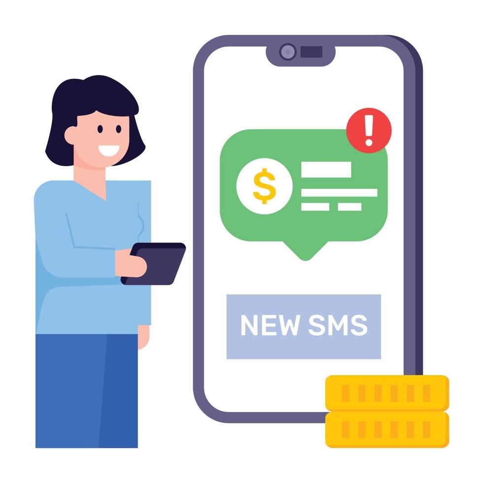 A flat modern illustration of mobile payment vector