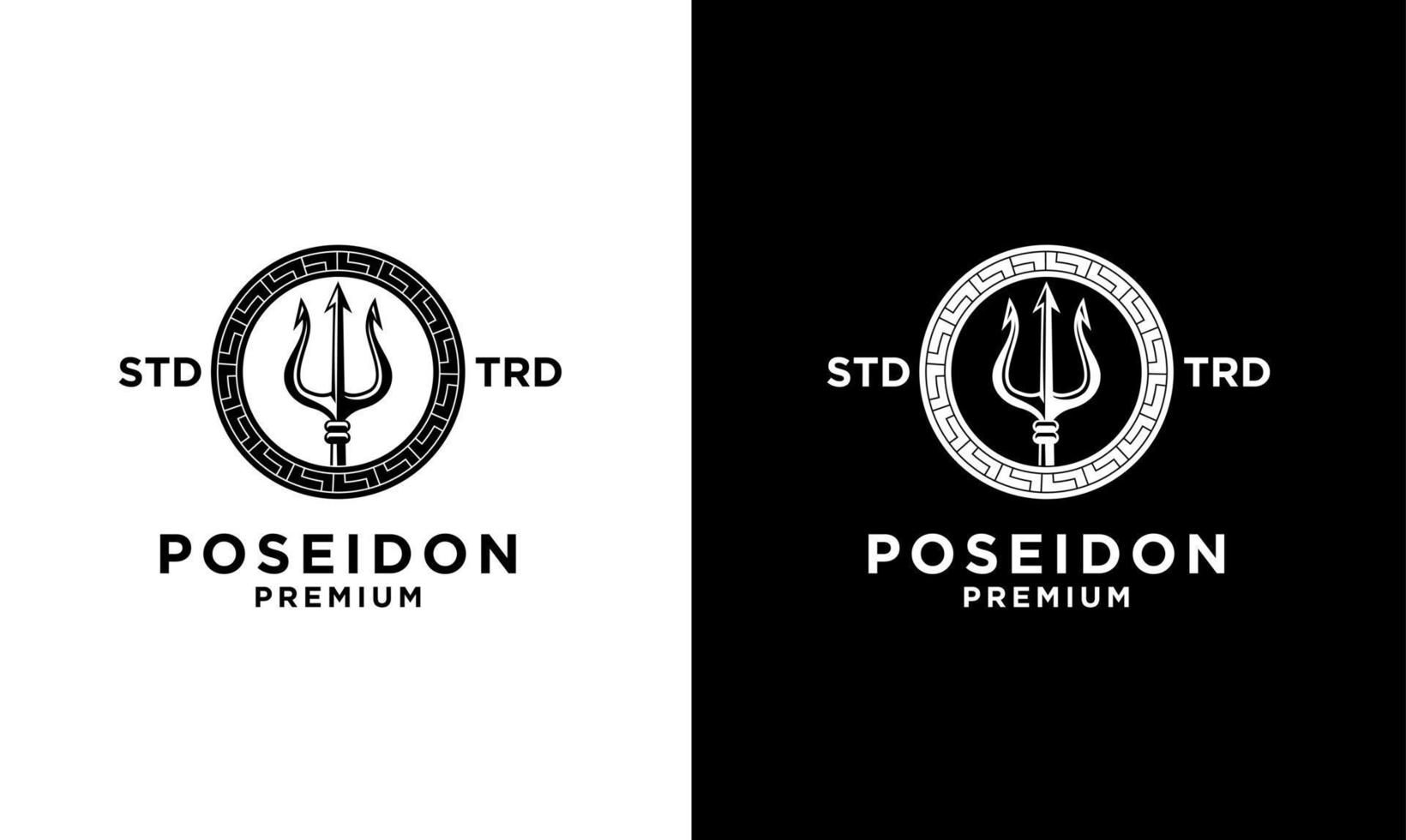 Trident vintage logo design vector