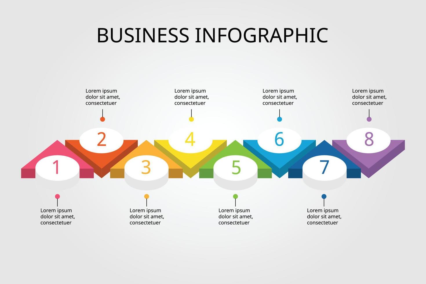 plantilla de gráfico de gráfico de triángulo para infografía para presentación de 8 elementos vector