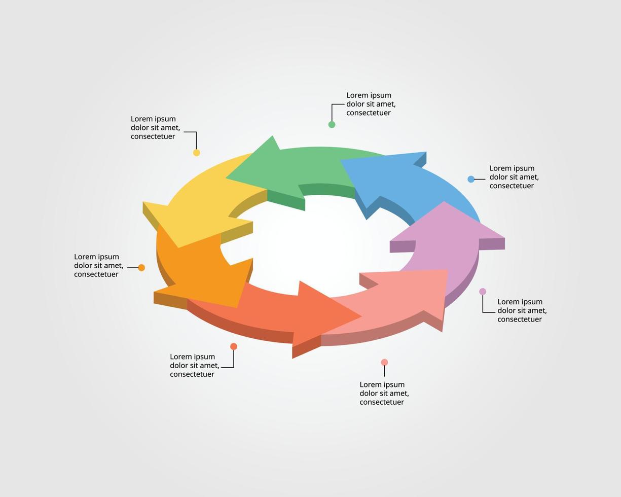 arrow shape template for infographic for presentation for 7 element vector