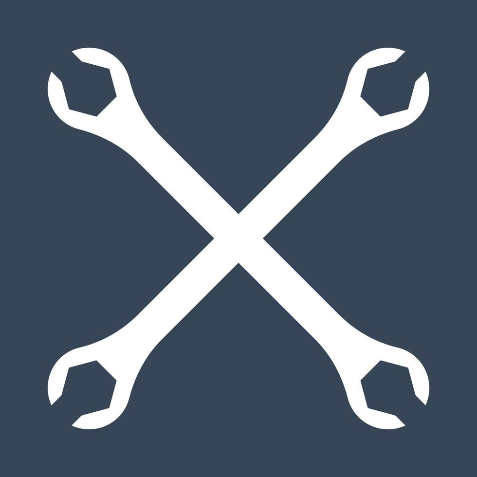 Silhouette icon of crossed wrenches. Workshop, mechanic, repair service logo template. Clean and modern vector illustration.