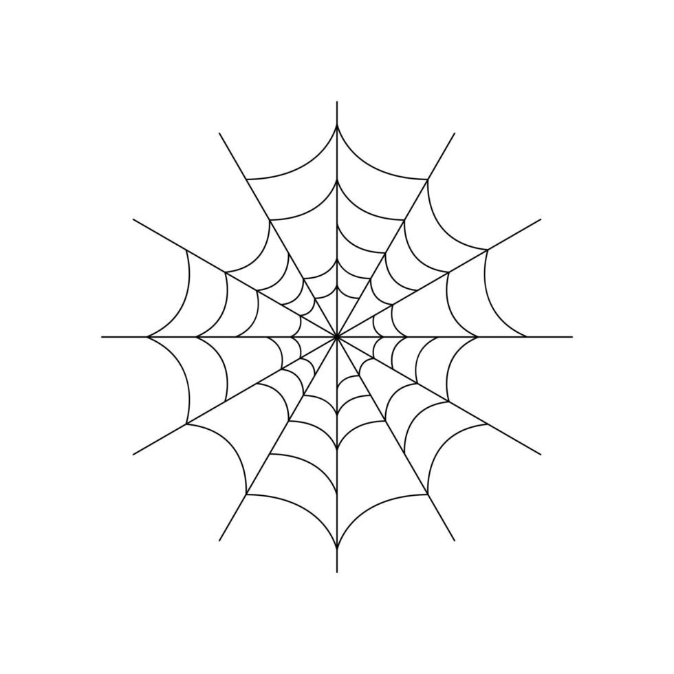 tela de araña entera redonda aislada sobre fondo blanco. elemento de telaraña de halloween. estilo de línea de telaraña. ilustración vectorial para cualquier diseño. vector