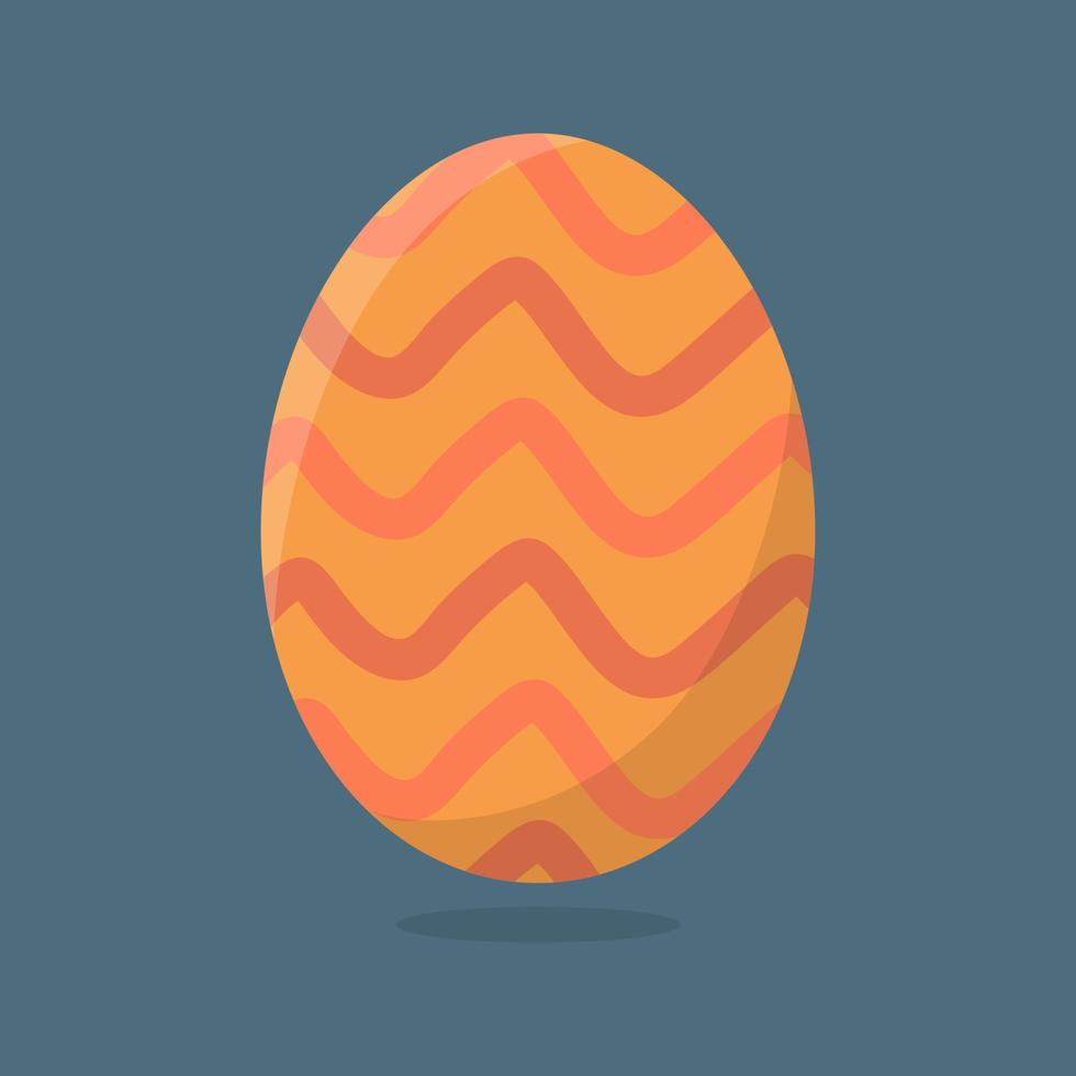 Vector Easter Egg isolated on grey background. Colorful Egg with Waves Pattern. Flat Style. For Greeting Cards, Invitations. Vector illustration for Your Design, Web.