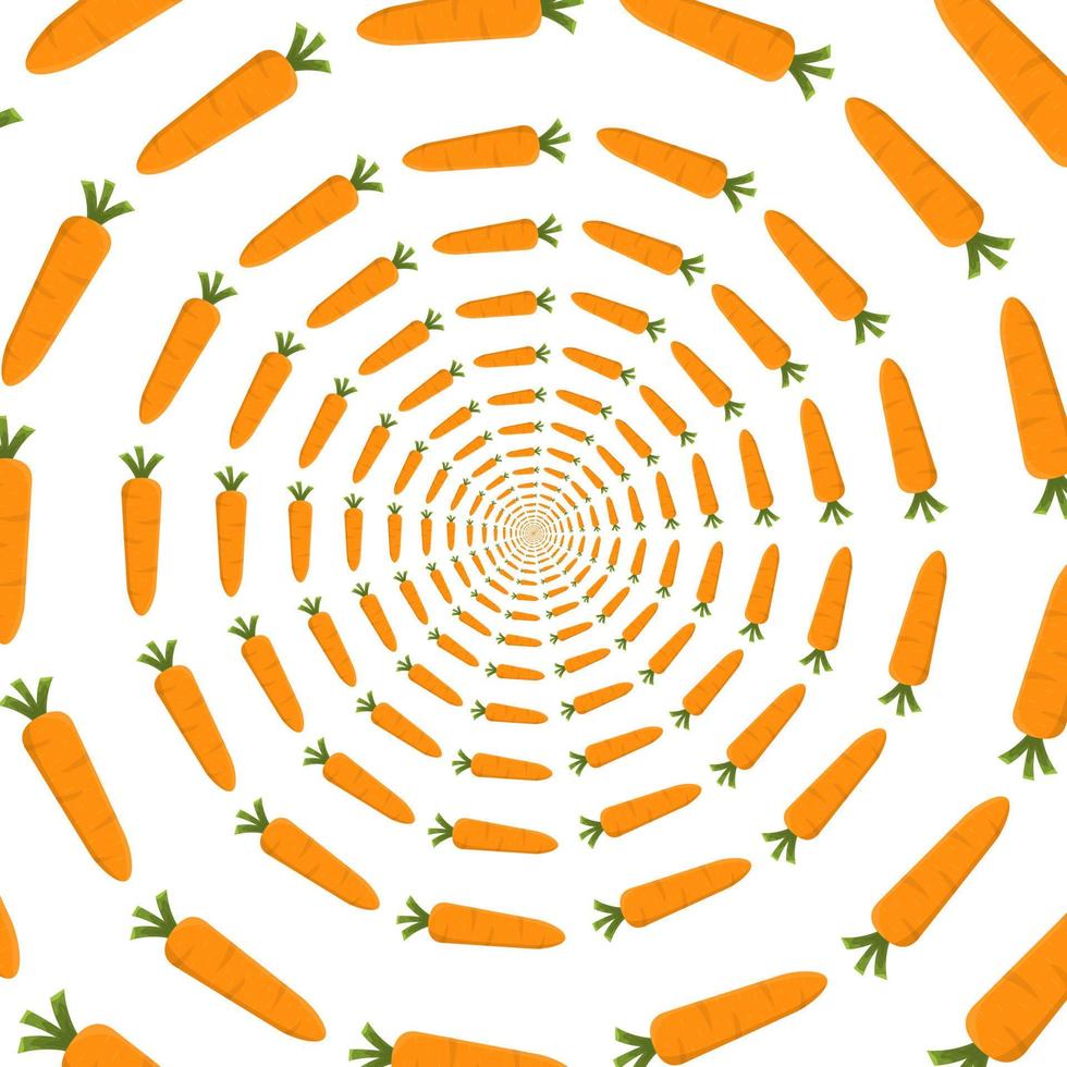 Optical illusion of carrots. Endless 3d perspective background. Vector illustration for design, web.