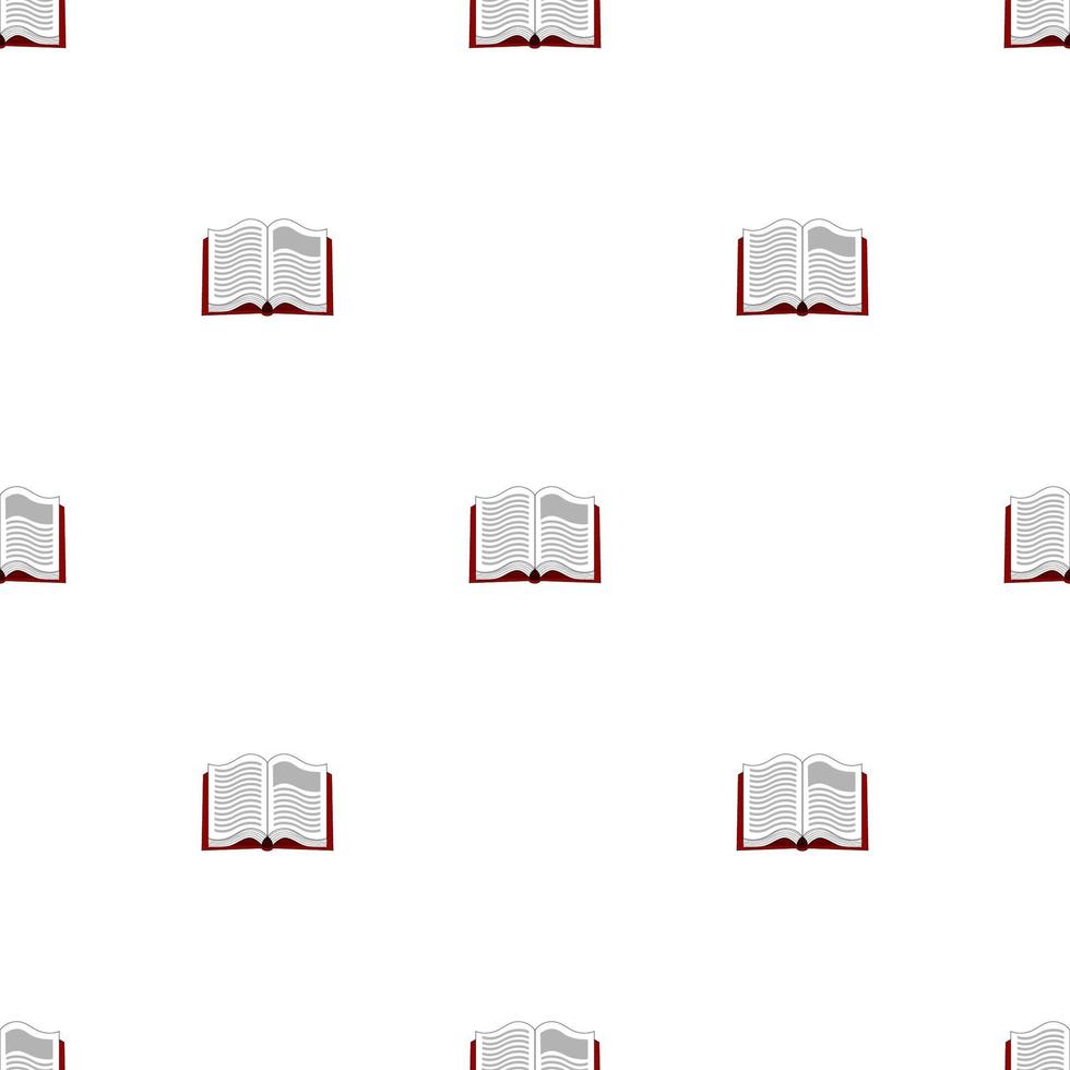 Seamless pattern with red books on white background. Vector illustration.