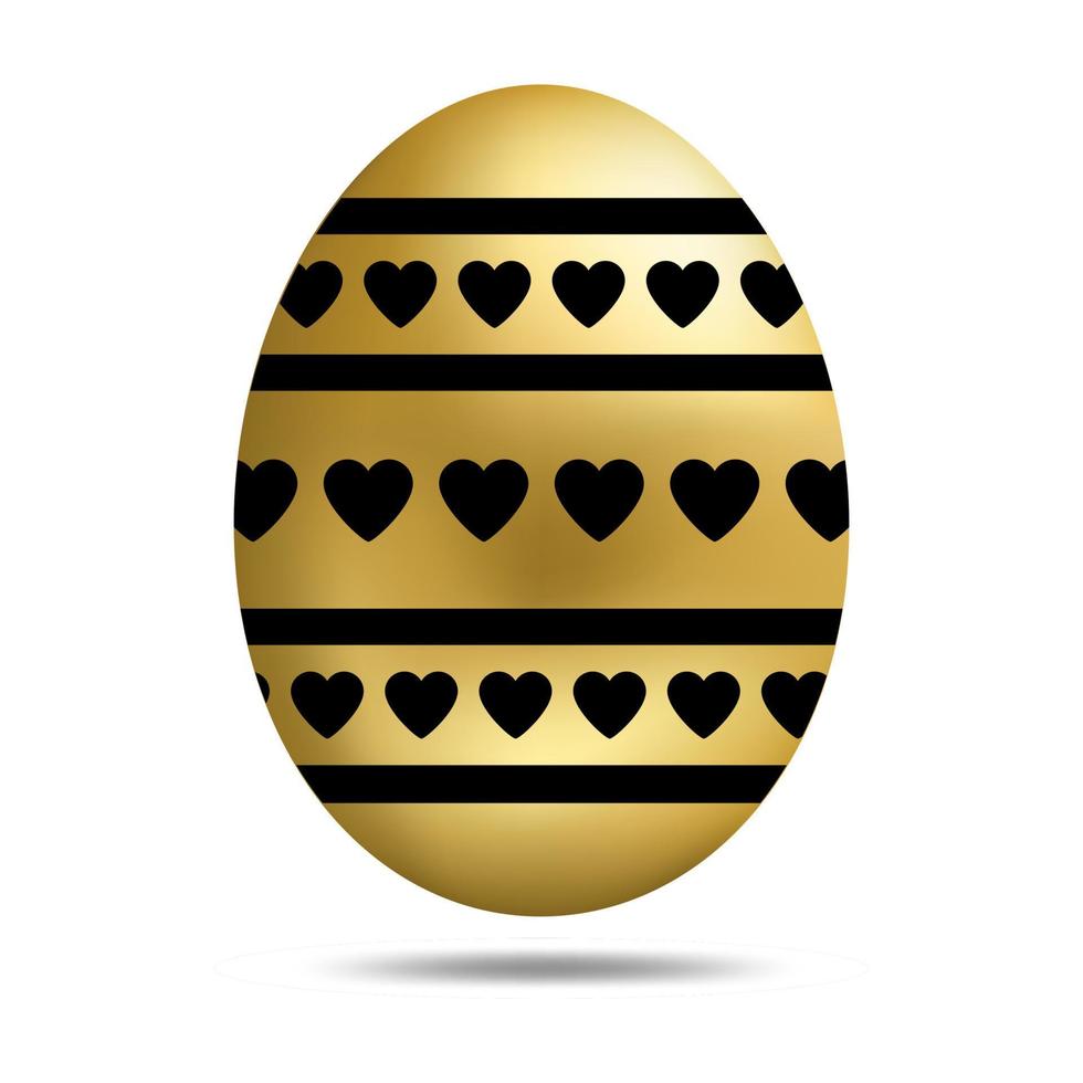 Vector Easter Golden Egg isolated on white background. Colorful Egg with Dots Pattern. Realistic Style. For Greeting Cards, Invitations. Vector illustration for Your Design, Web.