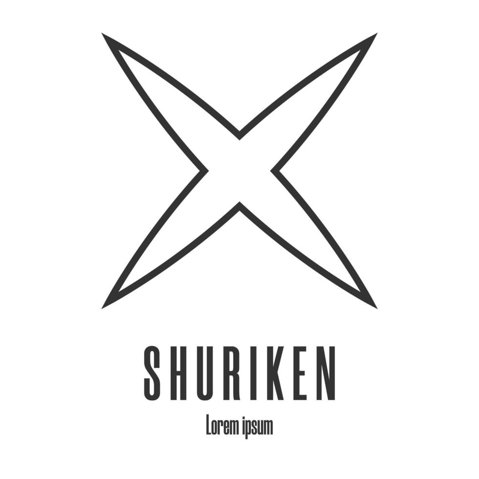 Line style icon of a shuriken. Ninja weapon. Logo, emblem. Clean and modern vector illustration for design, web.