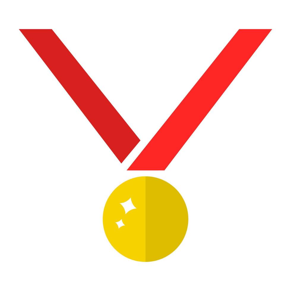 Vector Golden Medal Icon isolated on white background. Flat Gold Award of Winner. First Place, Number One. Vector illustration for Your Design.
