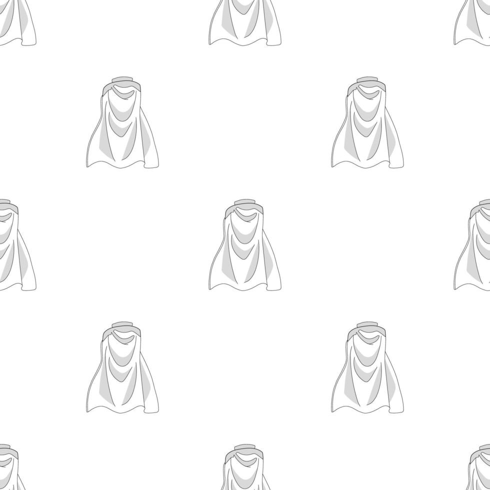 Seamless pattern with cartoon cloak on white background. White cape. Vector illustration.