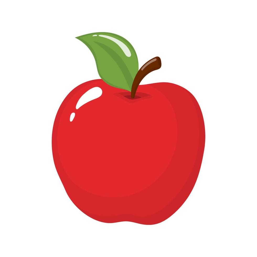 manzana roja aislada sobre fondo blanco. fruta organica estilo de dibujos animados ilustración vectorial para cualquier diseño. vector