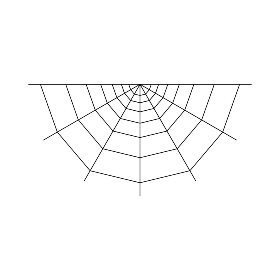 Half spider web isolated on white background. Halloween spiderweb element. Cobweb line style. Vector illustration for any design.