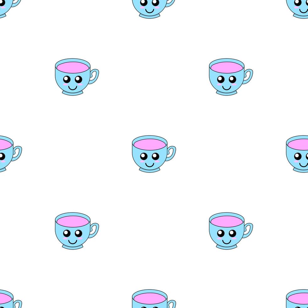 Seamless pattern with cup emoticons on white background. Kawaii doodle cups character with cute anime expressions. Vector illustration. 10506109 Vector Art at Vecteezy Seamless pattern with cup emoticons on white background. Kawaii doodle cups character with cute anime expressions. Vector illustration. 10506109 Vector Art at Vecteezy
