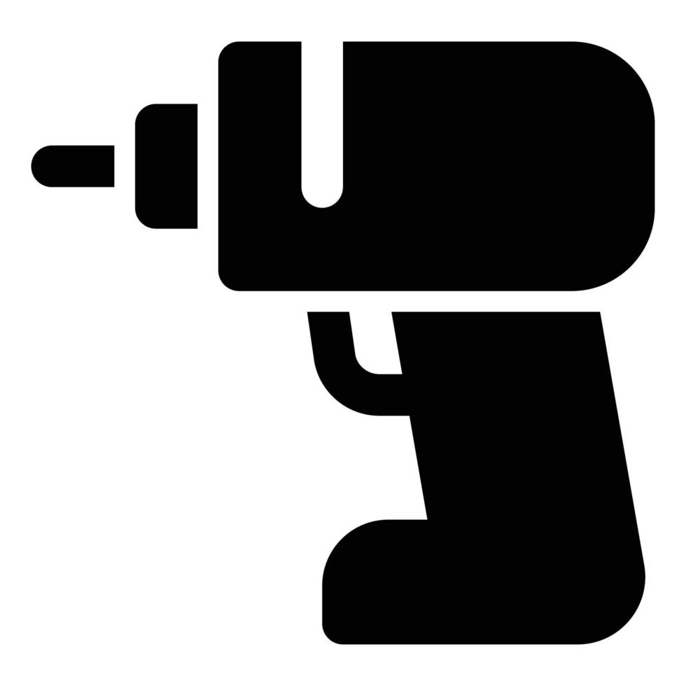 Construction Themed Solid Style Drill Machine Icon vector